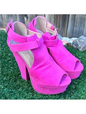 VIVA Pink Platform Heels with Ankle Strap